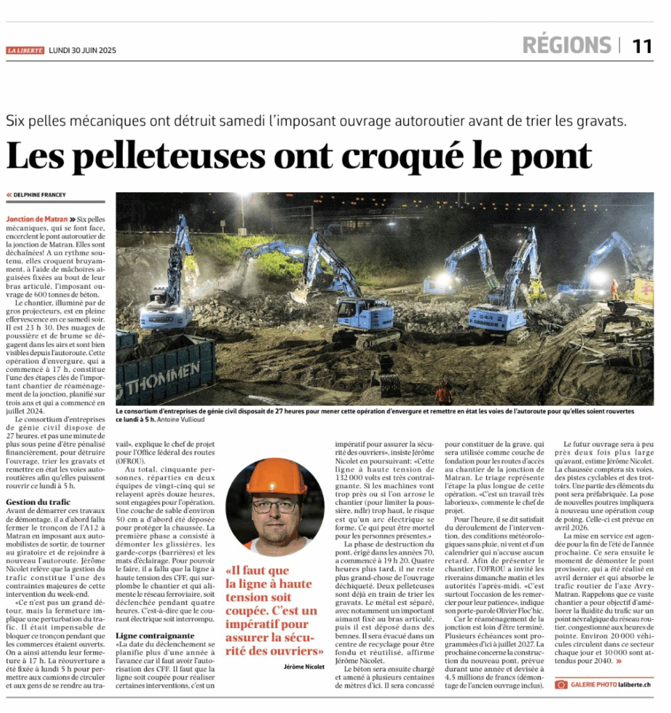 La Liberté - Deconstruction du pont de Matran N12
