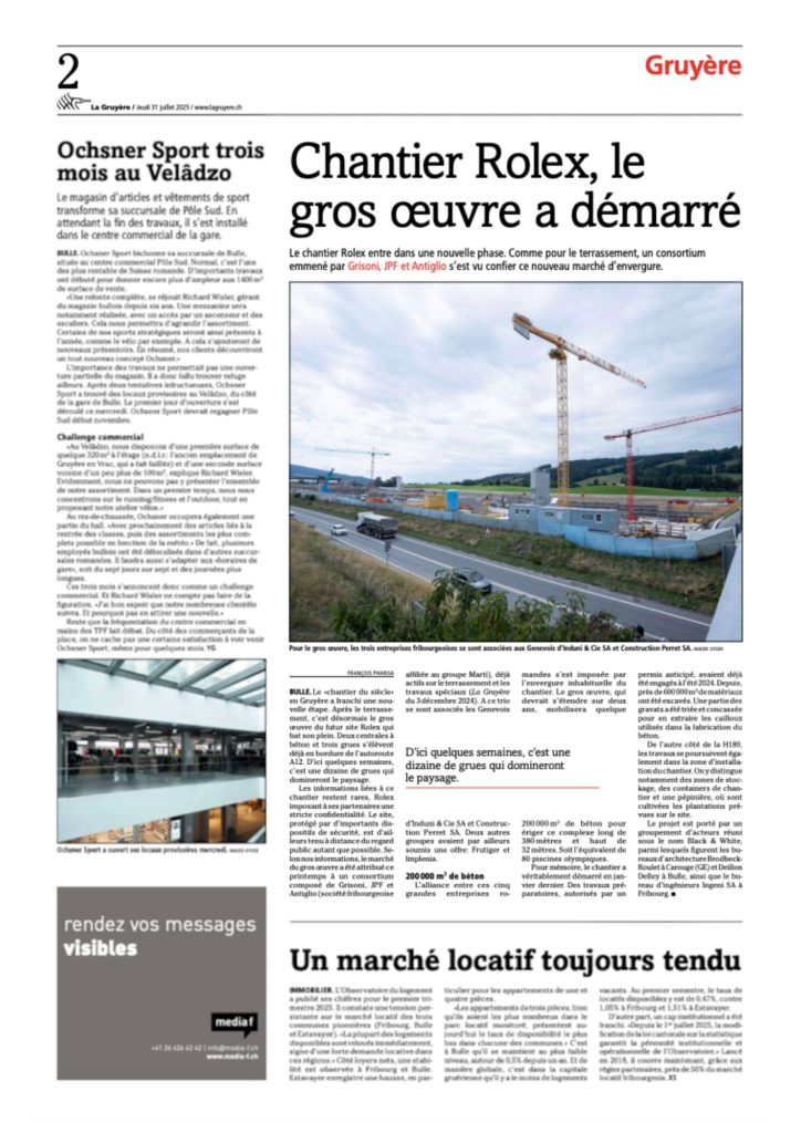 Groupe Grisoni - Chantier Rolex - Presse du 31.07.25