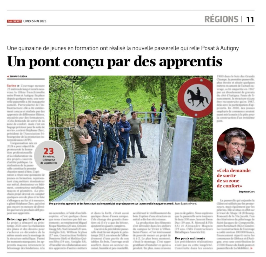 Pont conçu par des apprentis – La Liberte